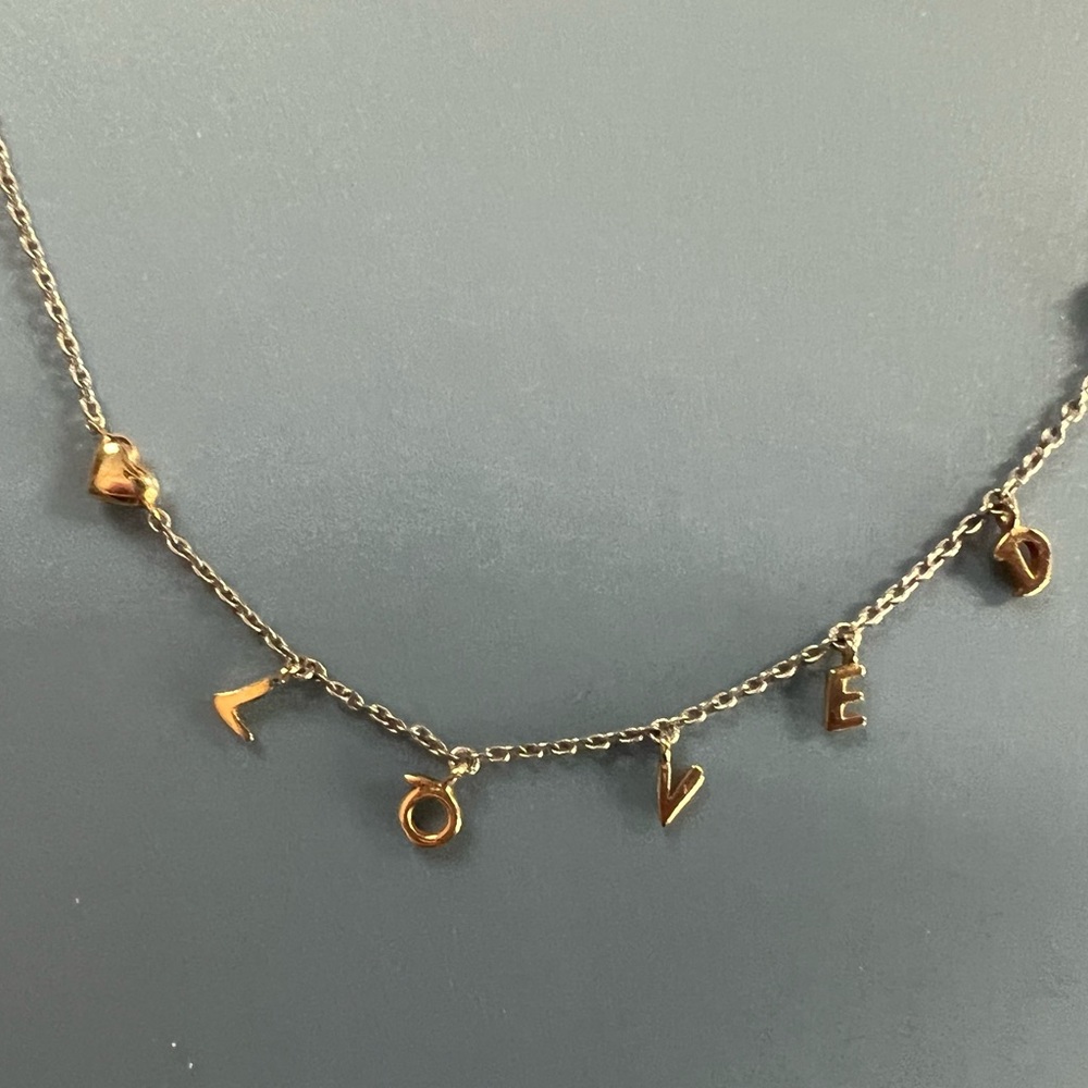 PANDORA Silver w Gold LOVED Script Necklace